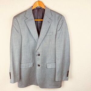 Ralph Lauren Mens 39R Gray Herringbone Silk Wool Blazer Sport Coat Jacket
